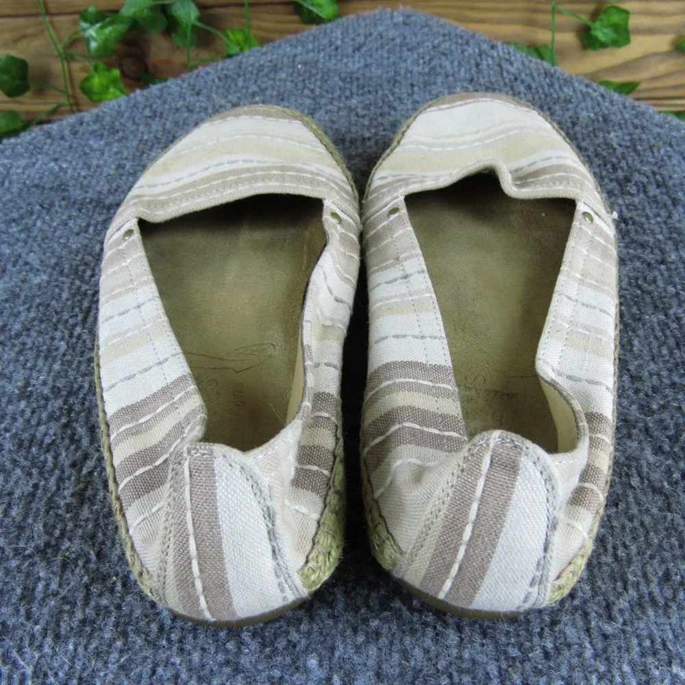 Aerosoles Solitaire Women Beige Striped Fabric‎ Flats 6.5 Espadrille Comfort